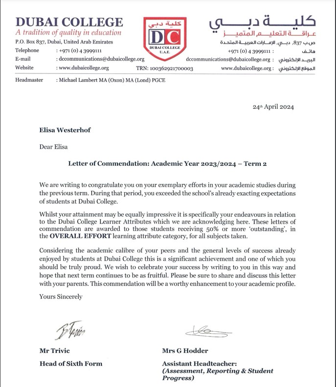 DC Commendation Letter